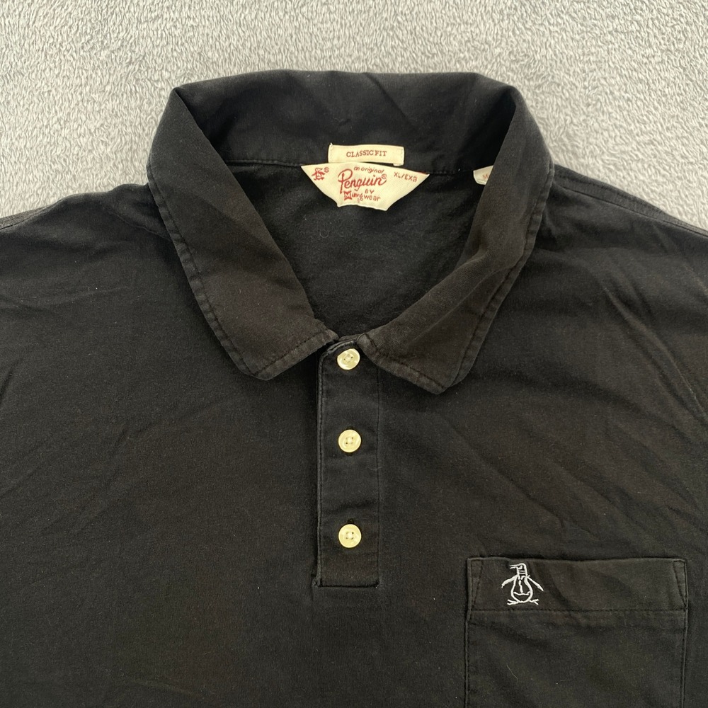 Original Penguin Polo Shirt Mens XL Black Classic Fit Short Sleeve Pocket Logo